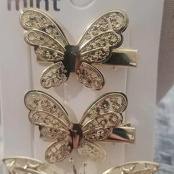 Cottagecore Mint Gold Butterfly Hair Accessories - Picture 3 of 3
